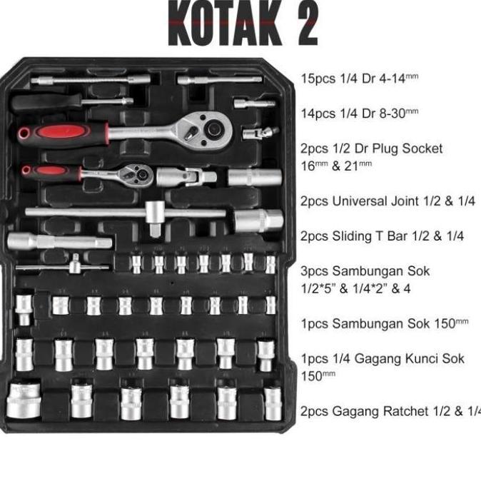 Perkakas Bengkel Tool Box 187 pcs lengkap