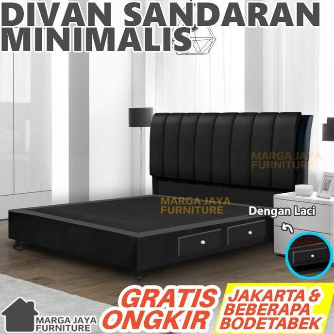 TERBARU - Ranjang Dipan Kayu minimalis Hitam Putih Abu Gray 180x200 cm TIDAK BERIKUT KASUR Divan San