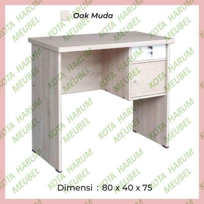 TERLARIS - meja kayu meja kerja putih minimalis meja laptop putih krem bandung