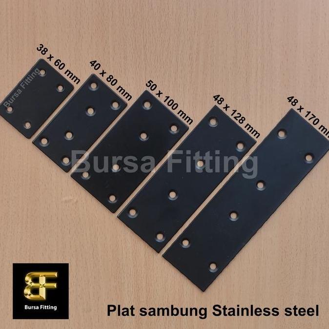 Plat sambung stainless steel hitam / plat lurus stainless / plat kotak / plat connector
