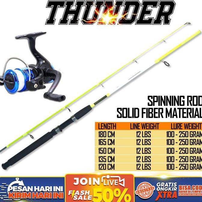 Joran Sepaket Thunder Nozawa dan Black Dog Reel Pancing Mancing