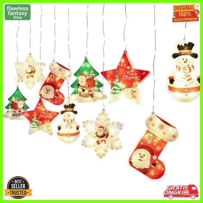 Diskon Termurah Lampu Tirai Gantung Led Natal 3 Meter Dekorasi Natal / Dekorasi Christmas Tree