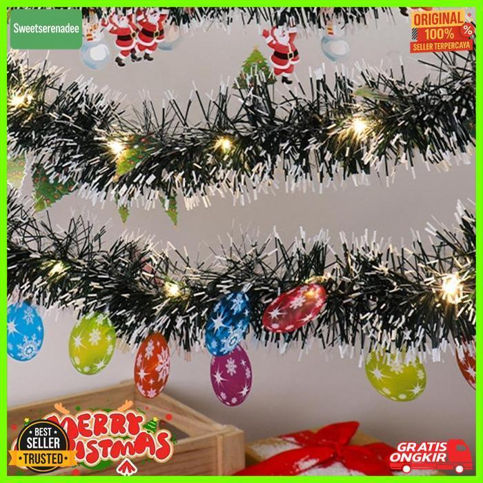 Promo Pita Lampu Natal 3 Meter 30 Led Cahaya Hangat Santa Bola Salju Dekorasi Pohon