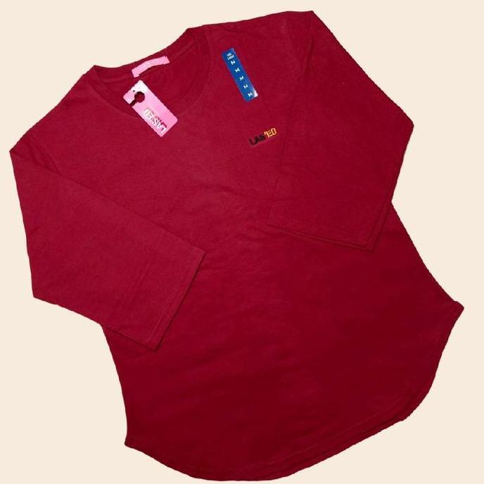 DS8 >> Kaos Atasan Wanita Tangan 7/8 Oval POLOS Cewek Katun Combed Oversize Panjang 7/8