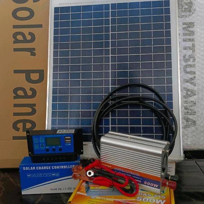 Panel Surya Set 20 Wp Inventer 500 Watt Solar Lampu