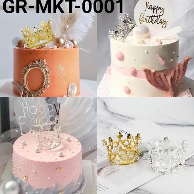GR-MKT-0001 Cake topper hiasan kue cake mahkota tiara crown raja ratu Promo Premium