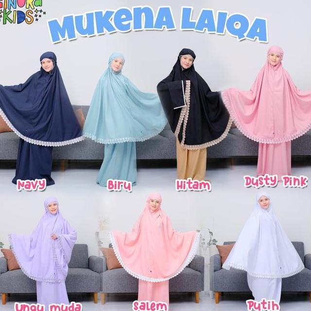 Mukena Laiqa Anak Dan Dewasa By Gynura Kids Bahan Katun Polymicro