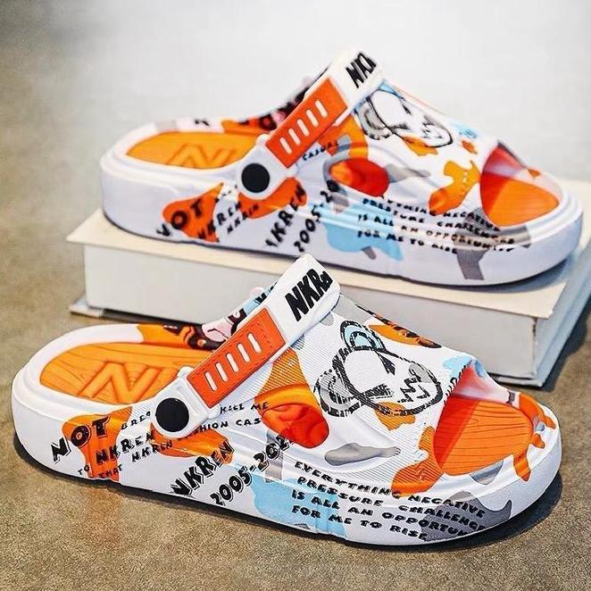 Sandal Pria Korea Dengan Sol Karet Dilengkapi Tali Tumit Sandal Pantai Antiselip Untuk Pria