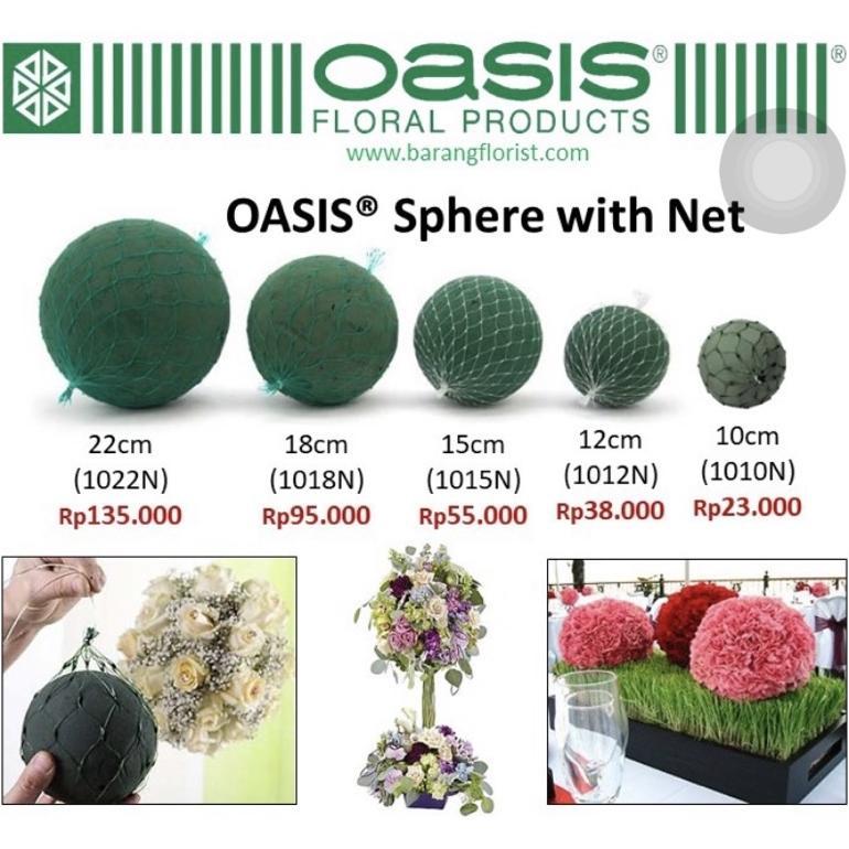 OASIS Sphere with net 12cm 1012N Foam Bunga Bulat Oasis Basah bulat Foam bunga asli bentuk bulat 12c