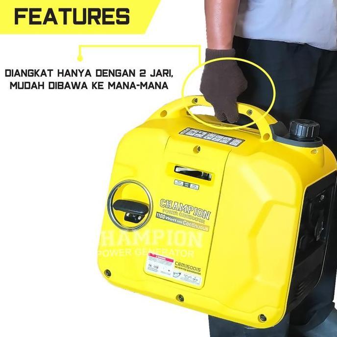 GENSET 1000 WATT CHAMPION MINI SILENT INVERTER CEM 1500IS / GENSET MINI 1000 1200 WATT ORIGINAL DAN 