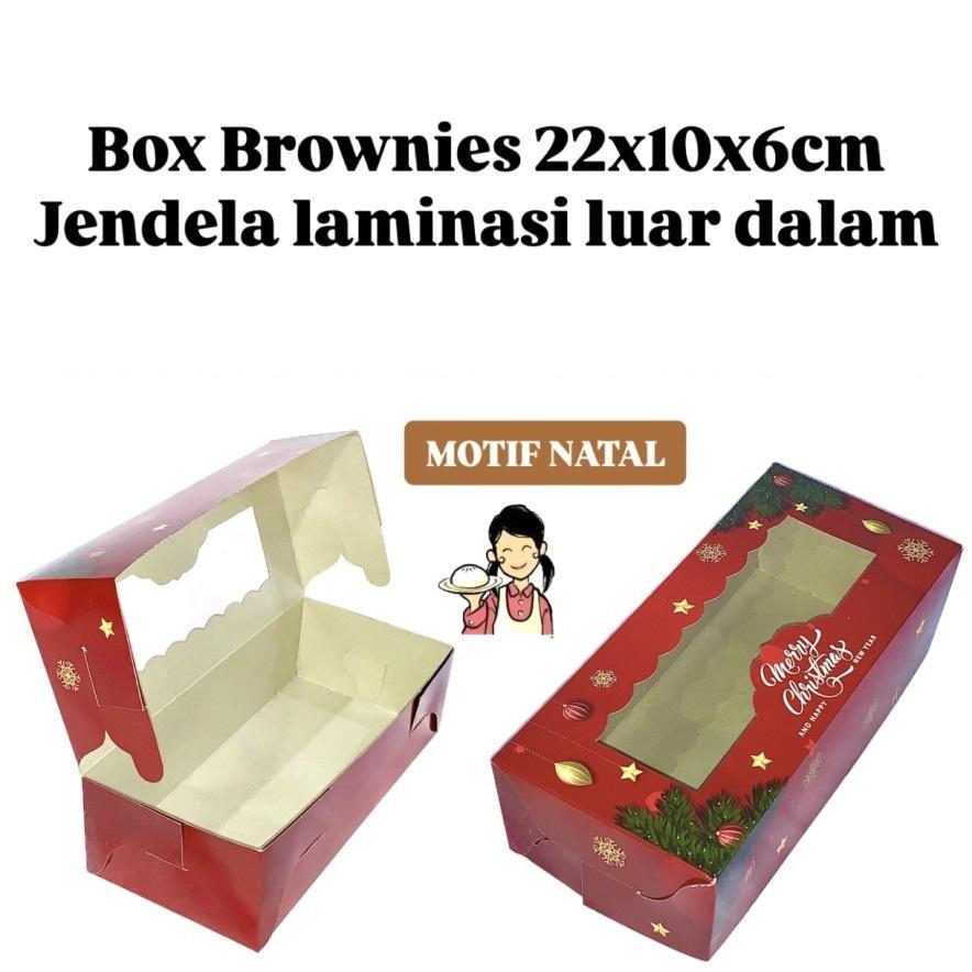 (5 Pcs)Box Natal Kue Brownies 22x10x6 Cm Kotak Lapis Legit Merry Christmas Dus Mika Cake Packaging