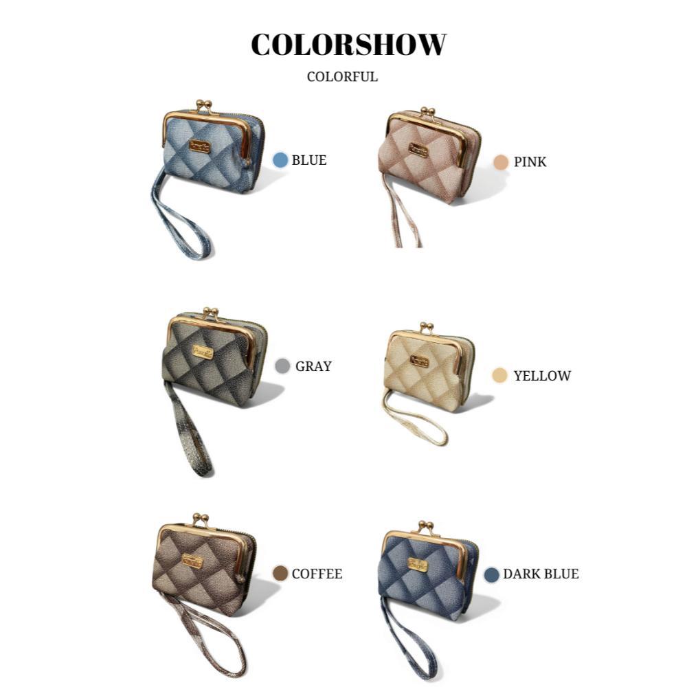 Blueberry Dompet Wanita Vintage Kiss Lock Dompet Kartu Koin Kasual