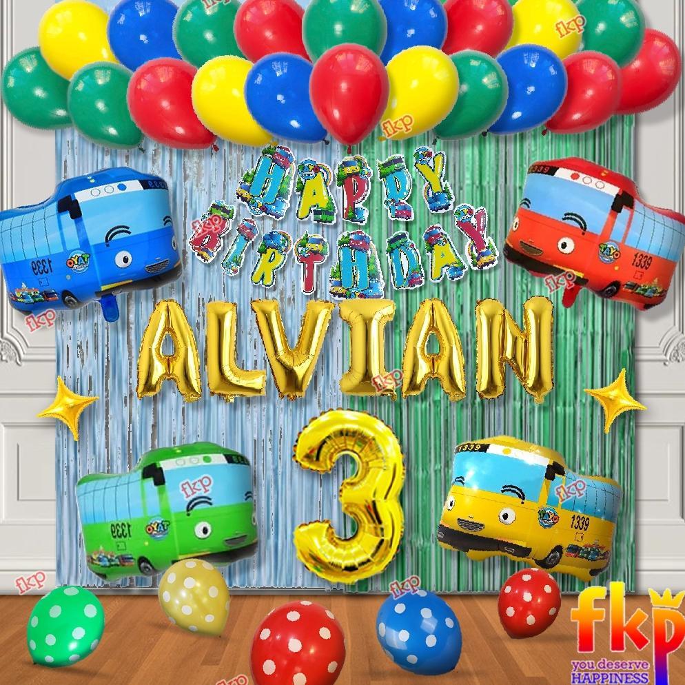 Fun Kids Party Set Dekorasi Ultah tema Tayo / Little bus Tayo / Ulang Tahun Tema Tayo / Bis kecil Ta