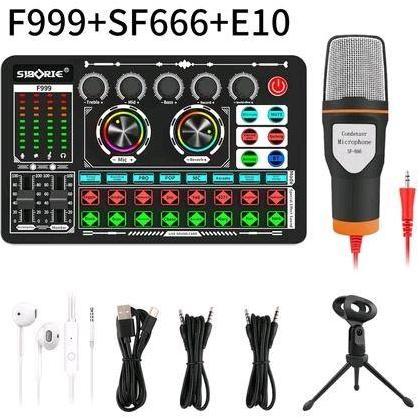 Siborie F999 soundcard+SF666 mic paket lengkap Full SET 100% Original Siap COD
