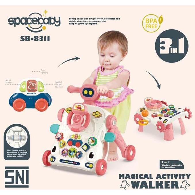 SPACE BABY ACTIVITY MAGICAL WALKER 3IN1 SB-8311