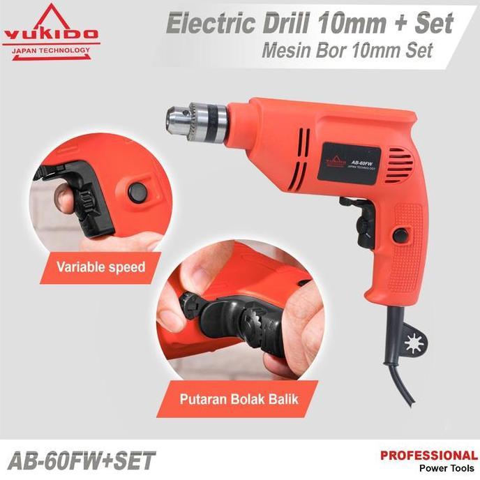 [YUKIDO] YUKIDO ELECTRIC DRILL / MESIN BOR 10MM SET 32 PCS logam