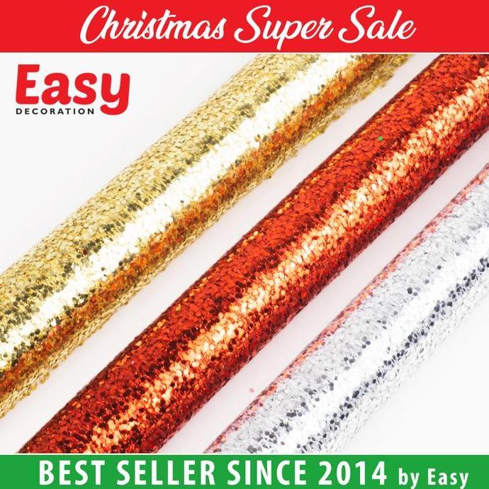 Pita Roll Natal Besar Kain Jaring Christmas Easy Decoration