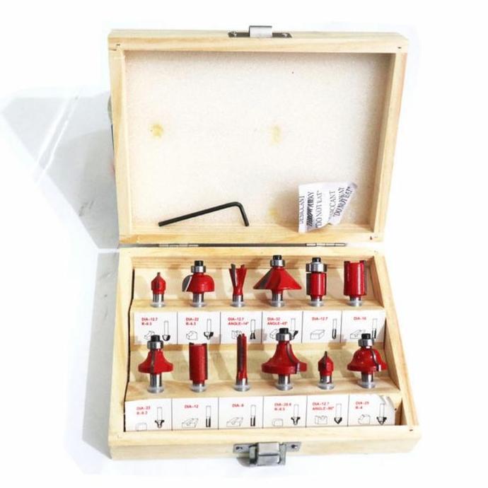 Mata Profil Kayu Set 12 pcs 6,35mm Mata Router Kayu Router Trimmer Bit