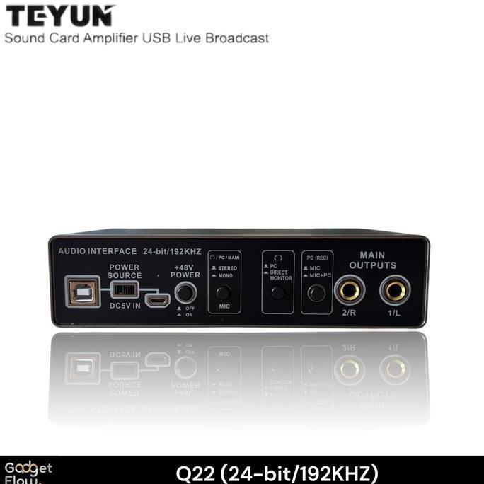 Soundcard TEYUN Q22 Audio Interface 2 Channel 24bit/192KHZ ORIGINAL untuk Laptop Microphone