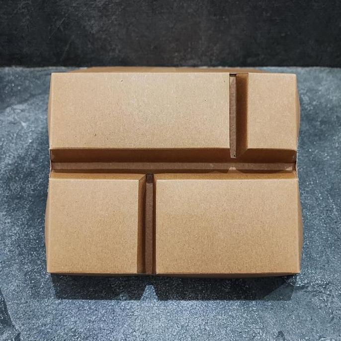 Lunch Box sekat 4 Kraft Coklat per 50 pcs Paper Rice Box Dus Nasi