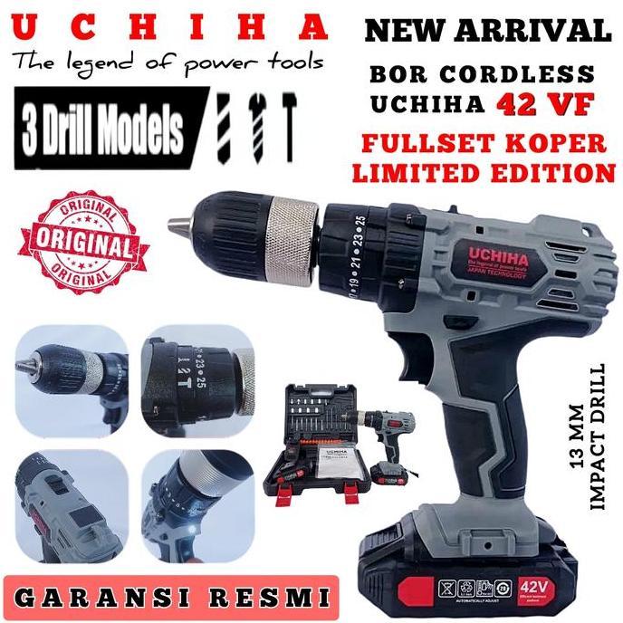 bor baterai drill beton 42v 13mm besi japan impact cordless UCHIHA