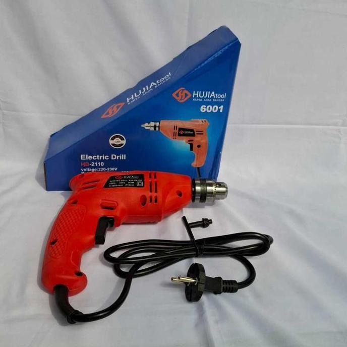 HUJIA 380W mesin bor listrik bor tangan listrik 10mm bolak balik H2110 bor Obeng listrik Bor