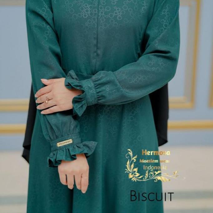 [Gamis hermosa] GAMIS HERMOSA MOTIF GAMIS BISCUIT SEMUA WARNA (hitam, TERACOTA, HIJAU WARDAH, HIJAU 