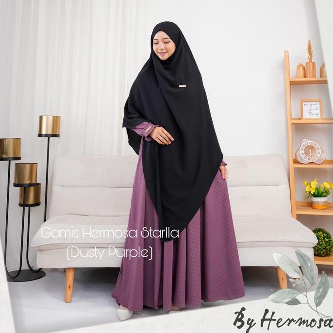 [Gamis hermosa]Gamis hermosa embos motif starladusty ungu-gamis syari busui premium umbrella 4 meter