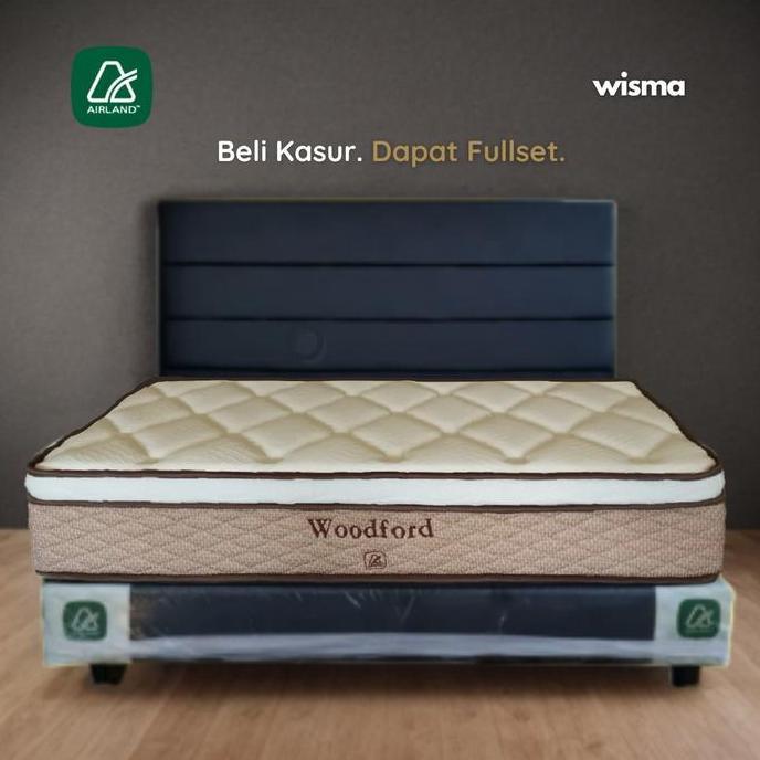 Promo Airland Kasur Springbed Latex Woodford 160x200cm Deluxe + Sandaran Fraser Full Set Anti Bacter