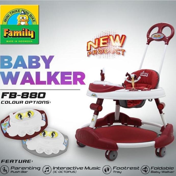 Baby Walker Family 2121 roda belajar jalan bayi pink dan biru