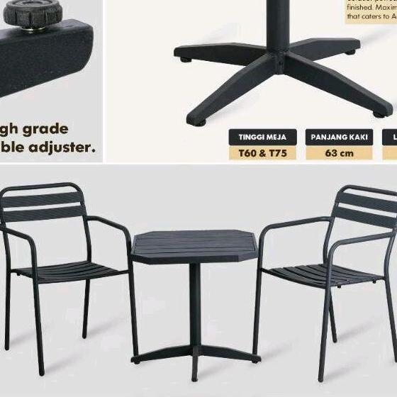 Promo meja kursi set taman outdoor aluminium meja teras cafe kursi serbaguna Besi Diskon