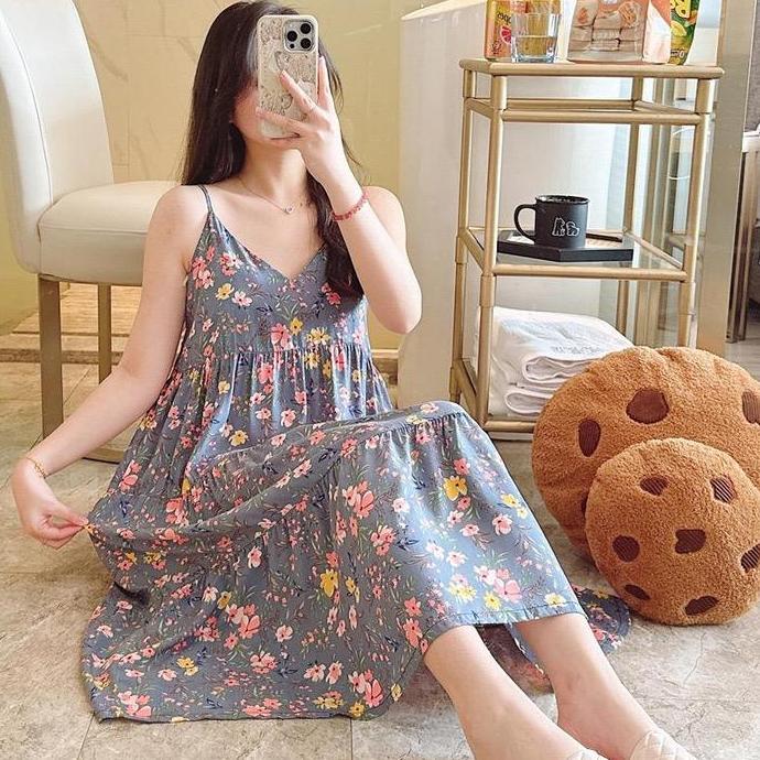 Promo Daster Korean Style Import Premium Korea Wanita All Size Kekinian Piyama Baju Tidur Tanpa Leng