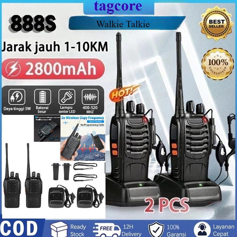 100%OriHT tagcore 888S Walkie Talkie Jarak Jauh 10KM 2800mAh Handy Talky Portable 888S HT Radio