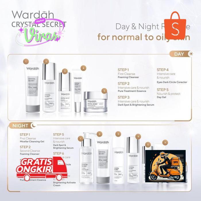 ad-532 WARDAH Crystal Secret Series Indonesia / Facial Wash Face Scrub Micellar Water Essence Toner 