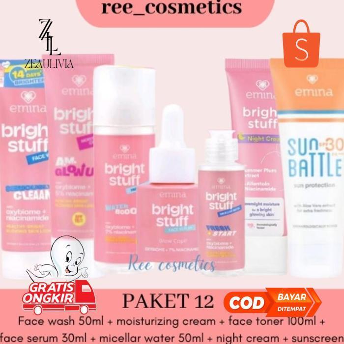 fb-4 Emina Bright Stuff Paket 1 Lengkap Skincare 1 Set | Emina Paket Skincare Remaja Termurah