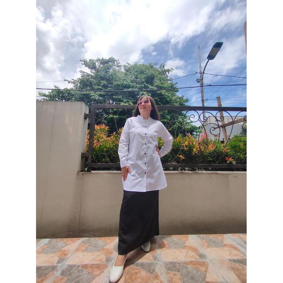 Sofi 6 -KUMPULAN one set SETELAN TUNIK PUTIH LASOFIE bahan katun Putih Atasan Baju Wanita Muslim Pan