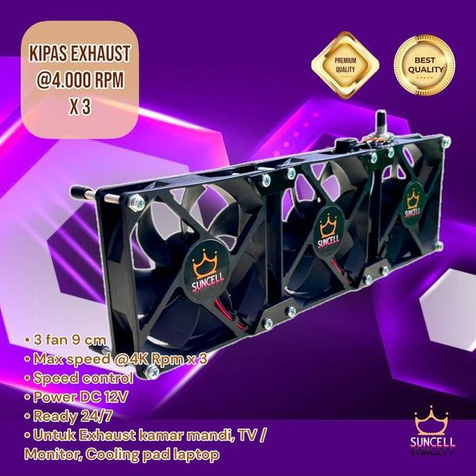 TERBARU - Kipas exhaust fan Super @4.000 Rpm x 3, Silent fan, angin besar, cocok sekali untuk kamar 