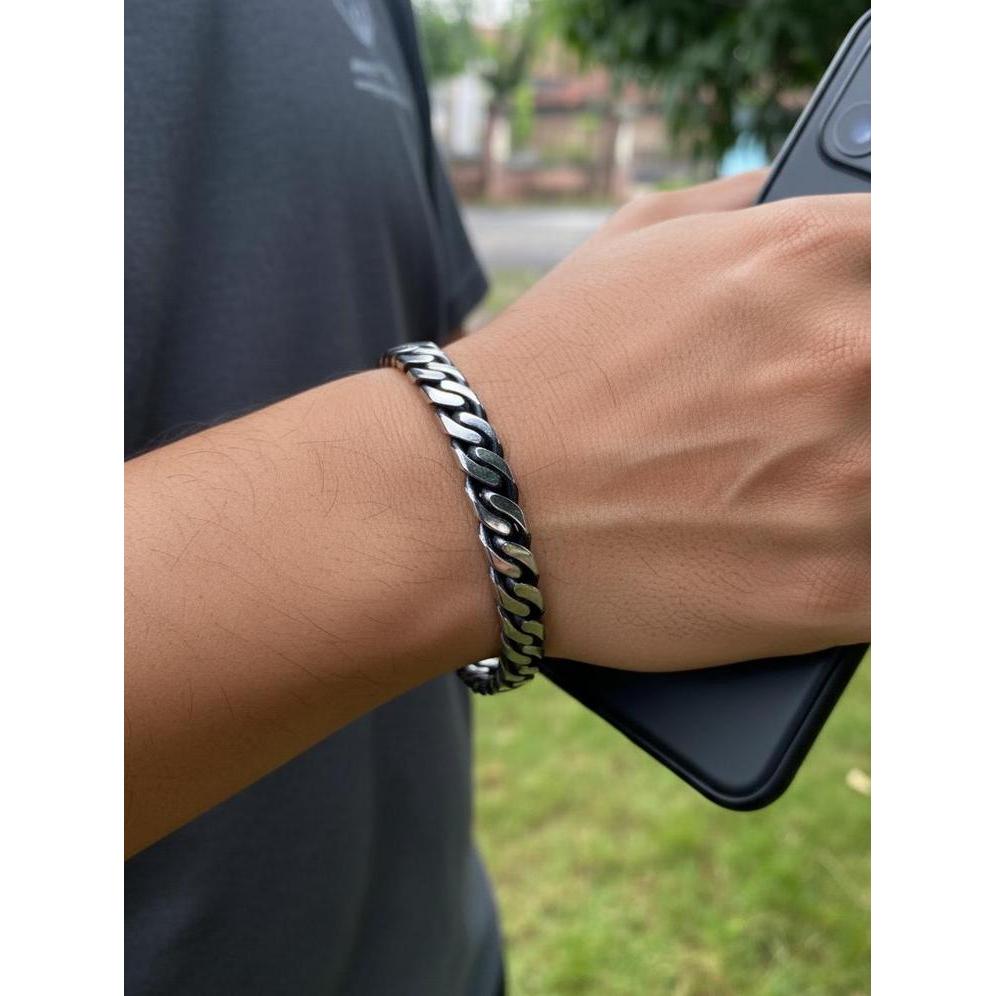 Gelang Monel Pria Model Rajut Papua gelang anyaman – Anti Karat, Baja Putih Premium