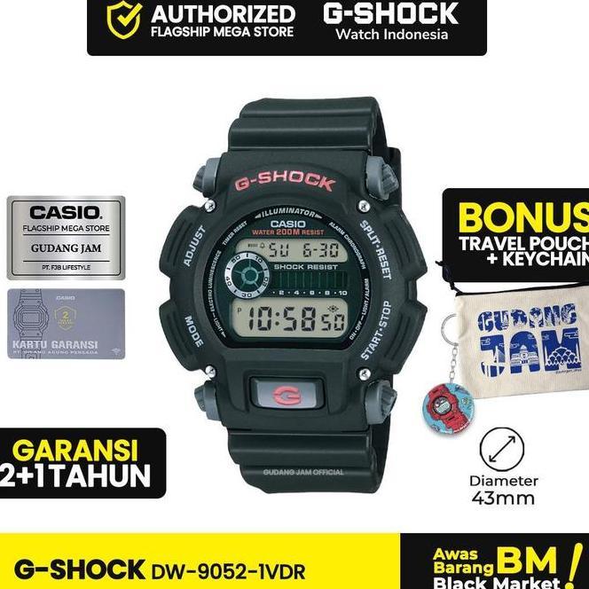 G-Shock Gshock Dw-9052-1Vdr Dw-9052-1V Dw-9052 Dw9052 Dw 9052 Black Kaca Stopwatch