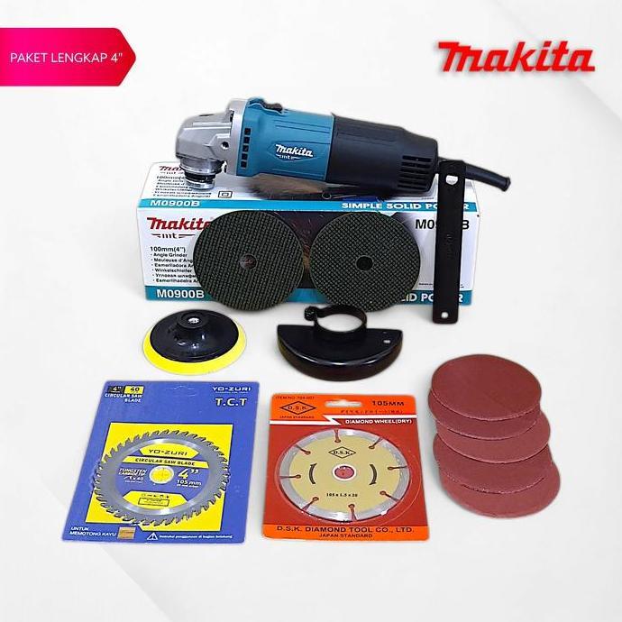 Paket Lengkap Mesin Gerinda Makita M0900B + Mata Potong Kayu 4"x40 Yozuri + Mata Potong Keramik Gran