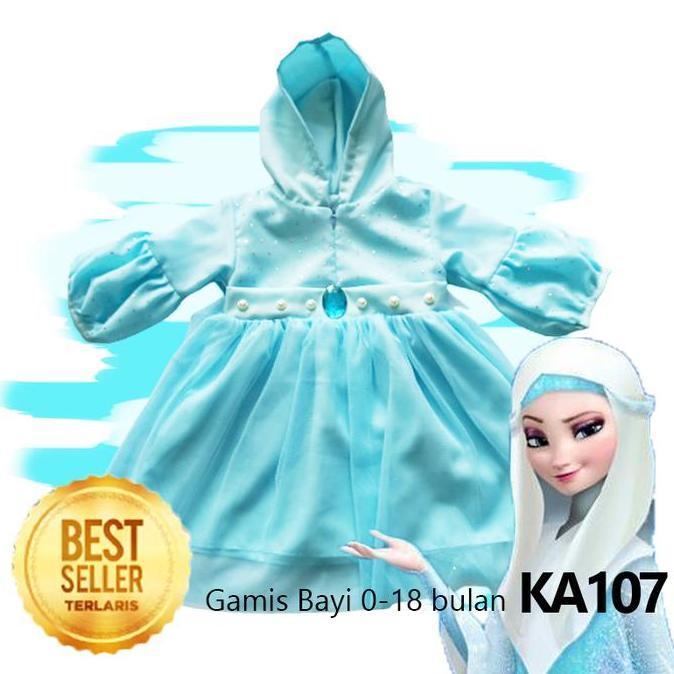 Gamis Baju Muslim Elsa Frozen Perempuan Hijab Bayi 0-18 bulan KA107