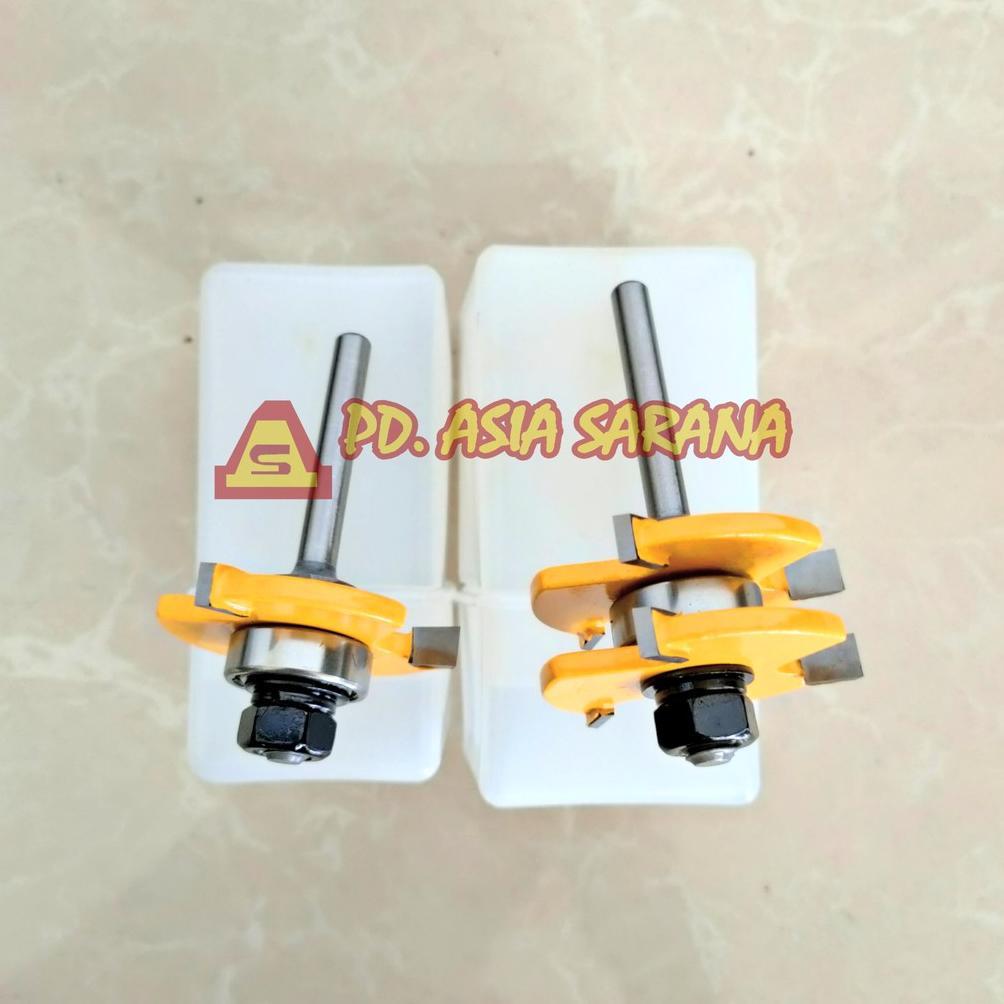 Mata Profil 2pcs Set Sambung Kayu Router Joint Tenon Bit Tongue Groove