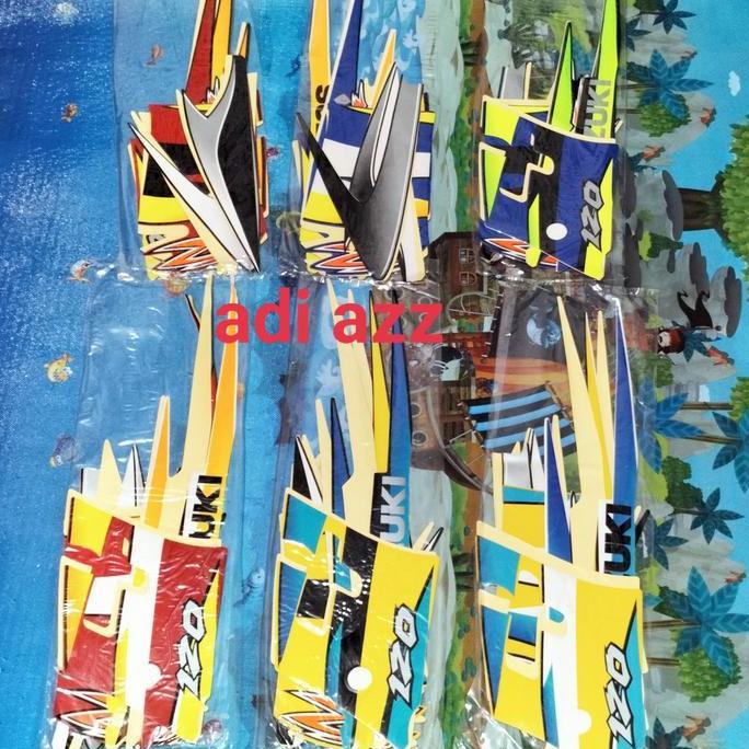 Promo striping stiker body satria hiu lscm biru merah kuning putih hitam COD