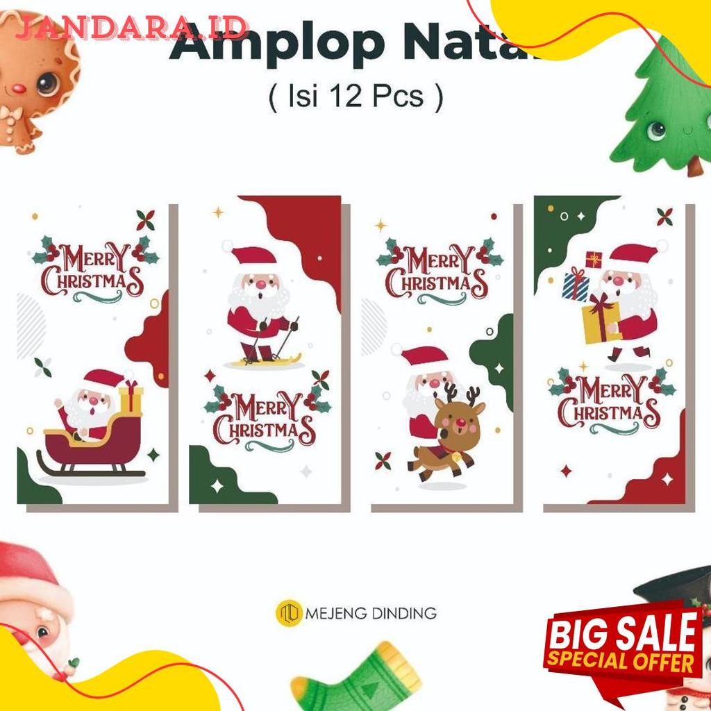 Diskon Kemerdekaan (Isi 12) Amplop Angpao Natal | Christmas Envelope | Angpao Natal Merry Christmas 