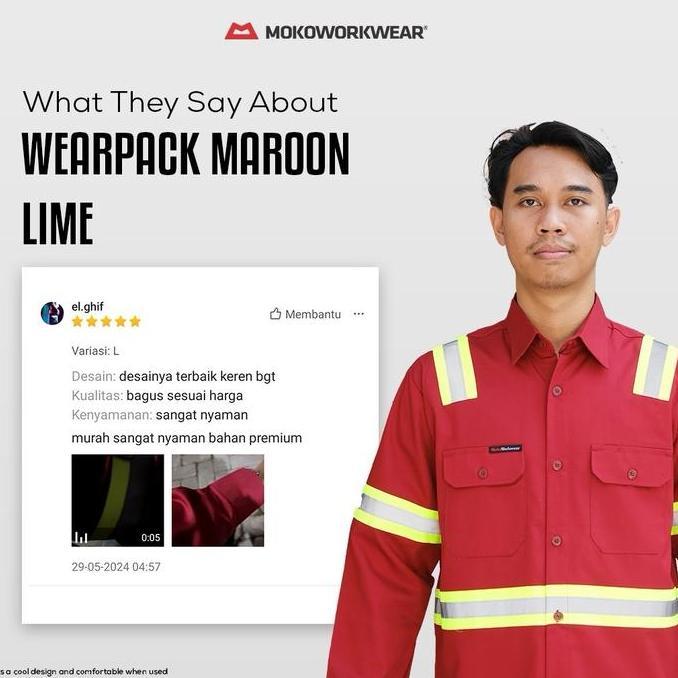Wearpack Safety Maroon Lime Airflow Mokoworkwear Baju Helm Welder Seragam Welder