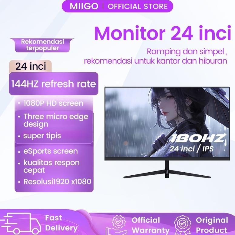MIIGO- Monitor, Monitor Game Profesional, Monitor 24 Inci, Tampilan Lengkung, Panel IPS, (144HZ/165H