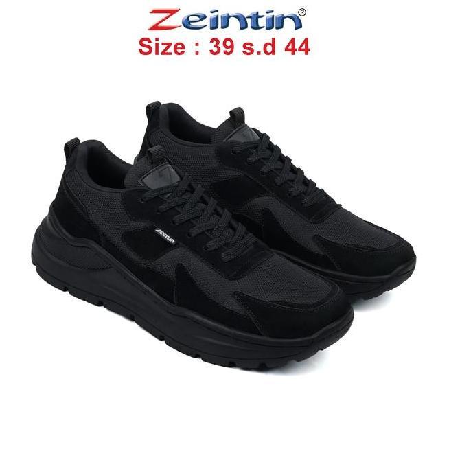 Zeintin Sepatu Pria Full Hitam Sneakers Pria Sekolah Sepatu Sport Pria Bl