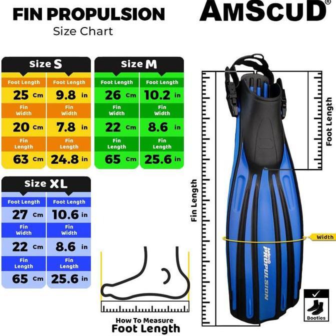 Amscud Fin Propulsion / Kaki Katak Snorkling Diving / Fin Selam Murah