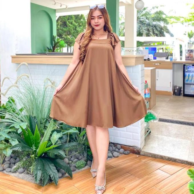 Vina Dress Daster Rayon Twill Homedress Umbrella Katun Rayon Premium Polos Busui Bumil Kekinian