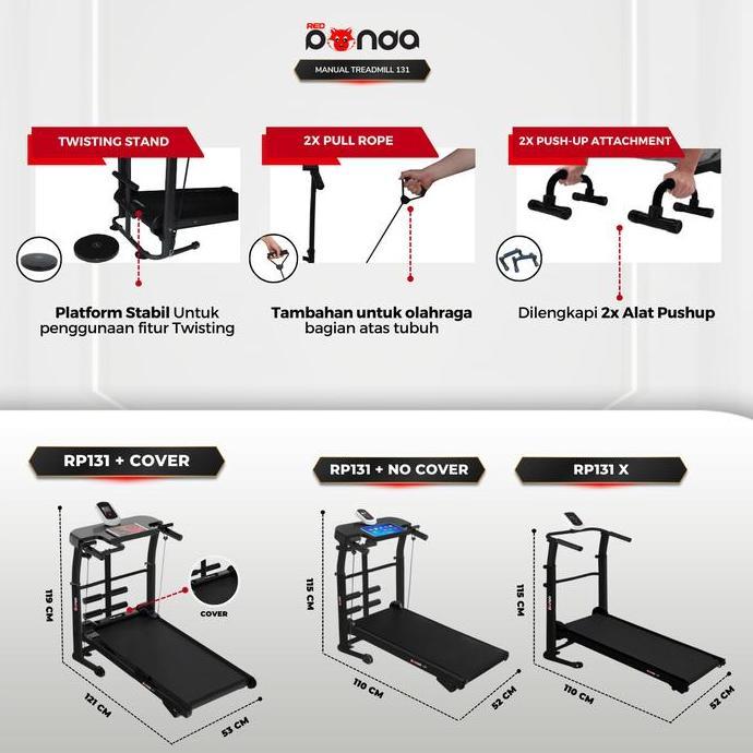 Manual Treadmill Redpanda 131 Super Murah Kokoh Kuat Multifunction